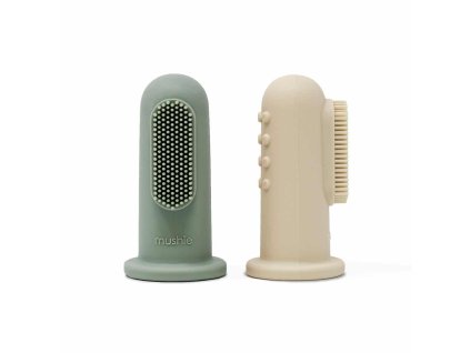 Silikónová zubná kefka na prst, Shifting Sand/Cambridge Blue | MUSHIE