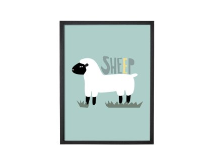 Obrázok Ovečka, čierny rám | Bloomingville