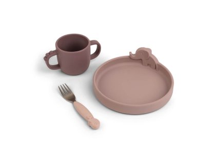 Silikónový jedálenský set Peekaboo, ružová | Done by Deer