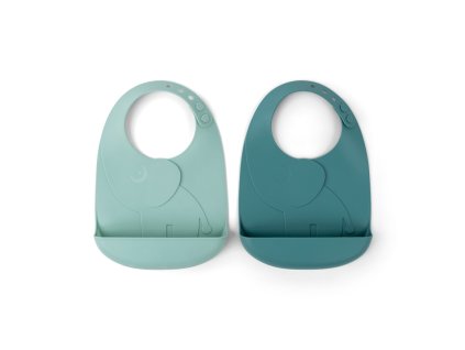 Set silikónových podbradníkov 2ks Peekaboo, modrá | Done by Deer
