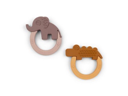 Hryzadlo Deer friends 2ks, horčicová/ružová | Done by Deer