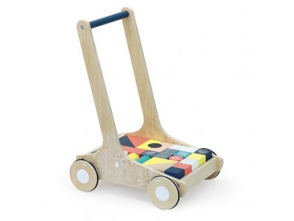 Drevený vozík s farebnými kockami | Vilac