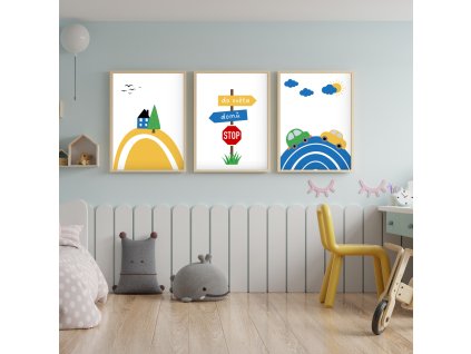 Série 3 plakátů do pokojíčku s autíčky