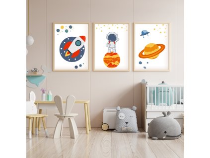 Série 3 plakátů s tématem vesmíru