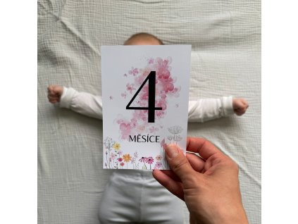 Milníkové kartičky s designem květin