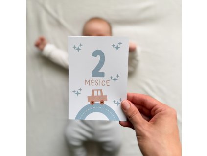 Milníkové kartičky s autíčkem pro kluky