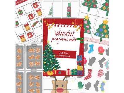 Vánoční pracovní sešit pro děti 3–5 let k zalaminování