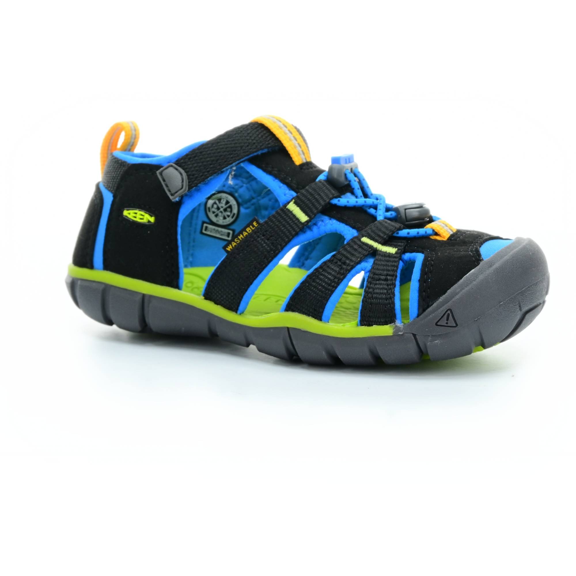 Levně Keen Seacamp II Black/brilliant blue K (CNX) barefoot sandály