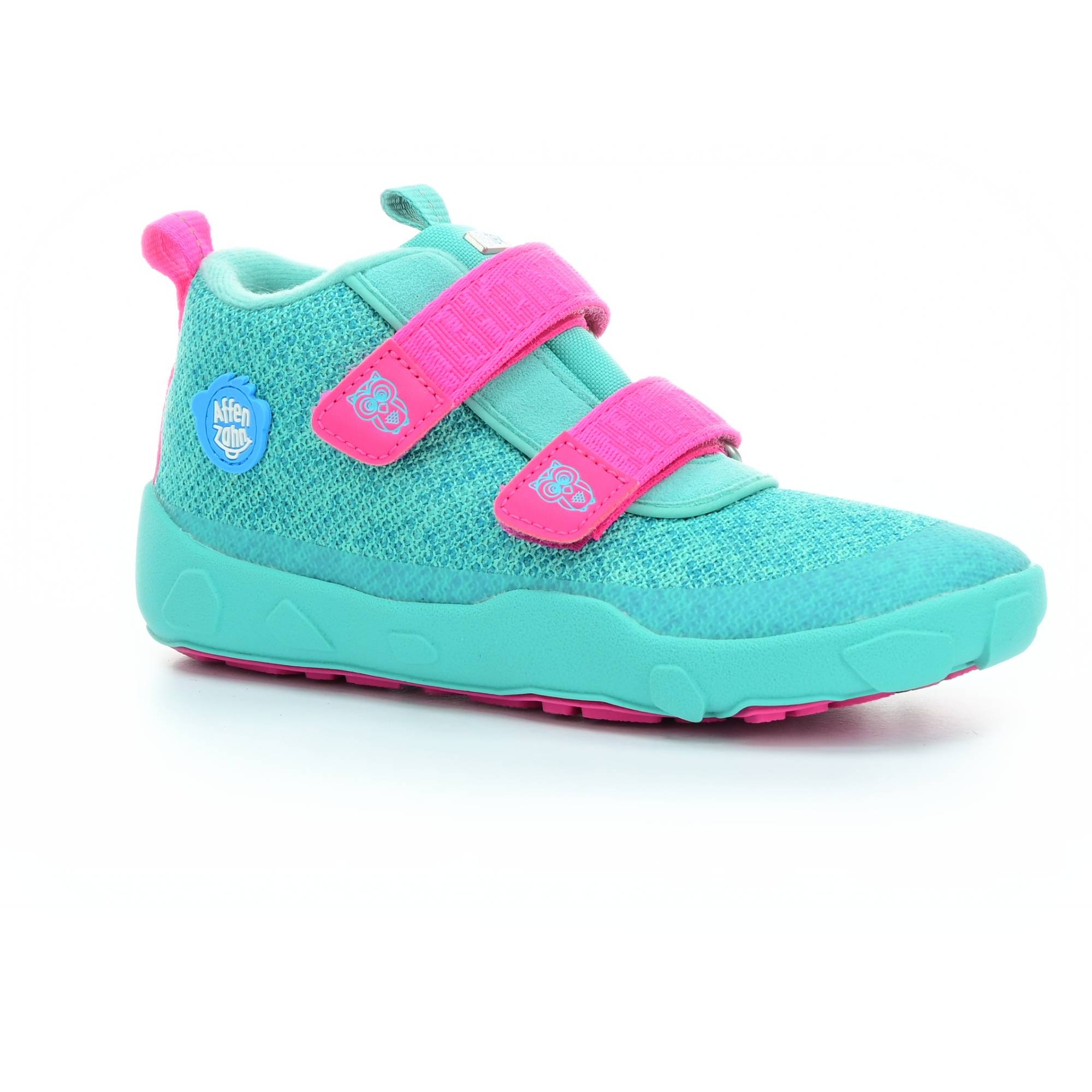 Levně boty Affenzahn Happy Smile Lowboot Knit Owl Green/Pink