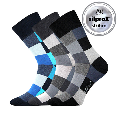 Levně VoXX Ponožky Lonka Decube mix B šedo-modré, 3 páry Velikost ponožek: 39-42 EU