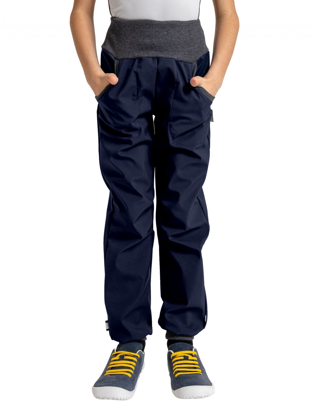 Levně dětské softshellové kalhoty s fleecem Unuo Street Modročerná