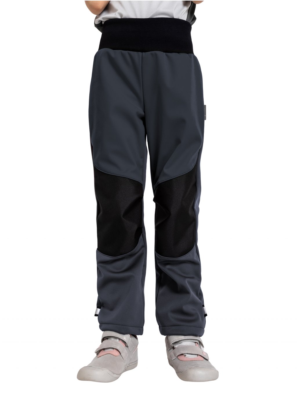 Levně dětské softshellové kalhoty s fleecem Unuo Flexi tmavě šedá