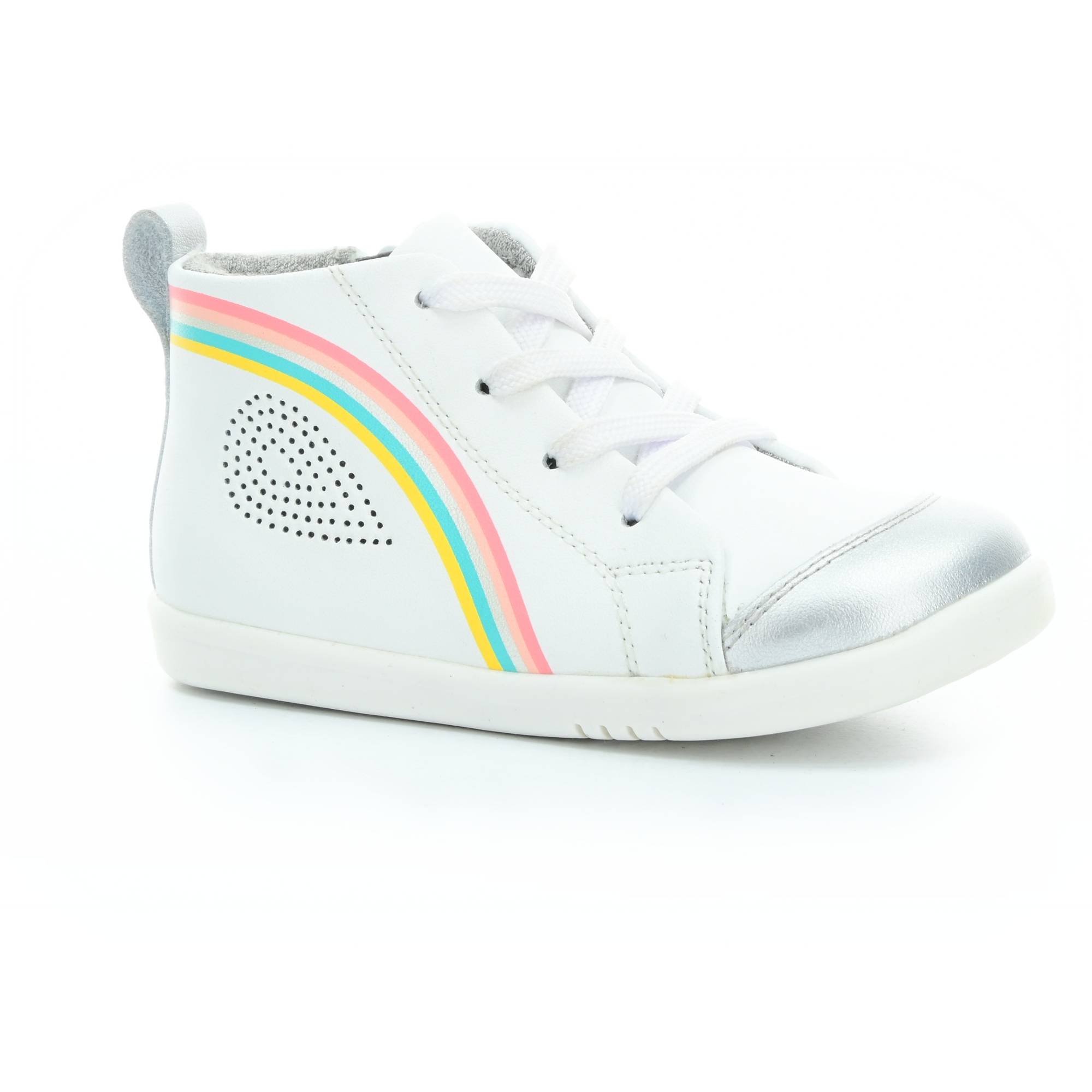 Levně Bobux Alley-Oop White+Silver+Rainbow I walk/Kid + kotníkové barefoot boty