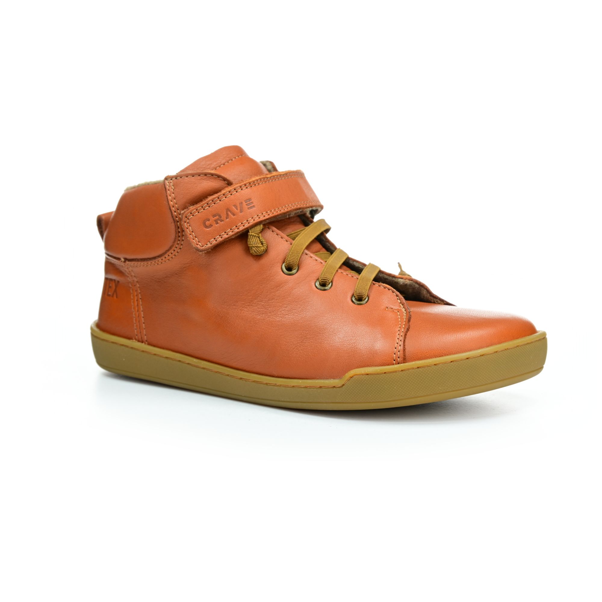 CRAVE BERGEN WINTER Cognac Dětské zimní zateplené barefoot boty
