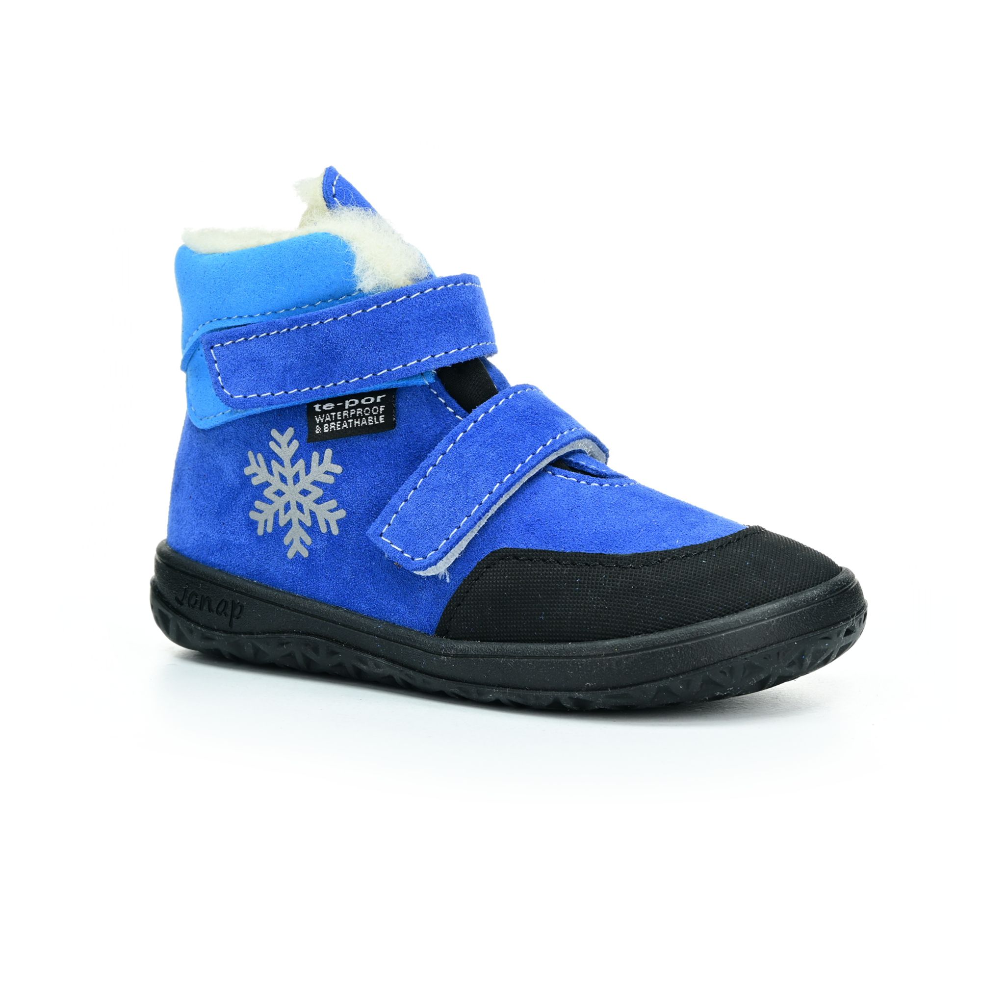 Levně Jonap Jerry zima modrá vločka vlna barefoot boty