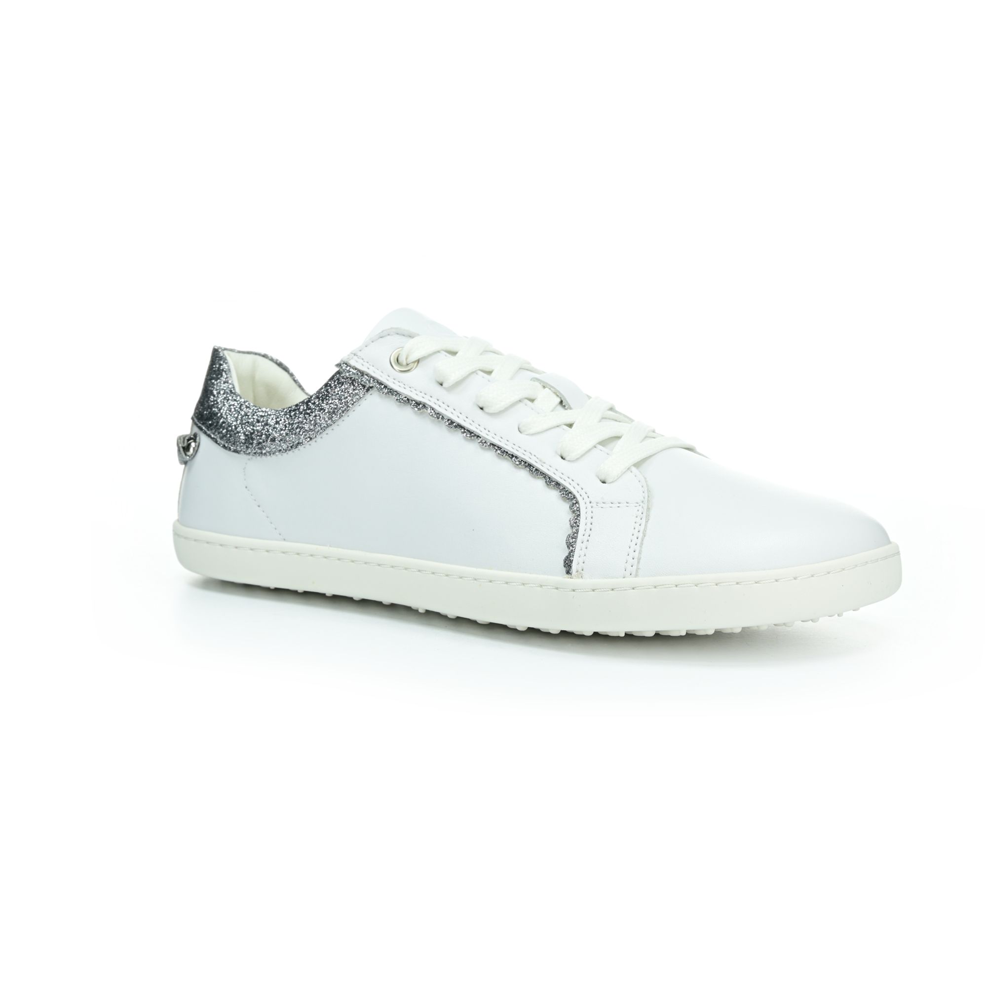 Levně Shapen Feelin Chic White Glitter Leather barefoot boty