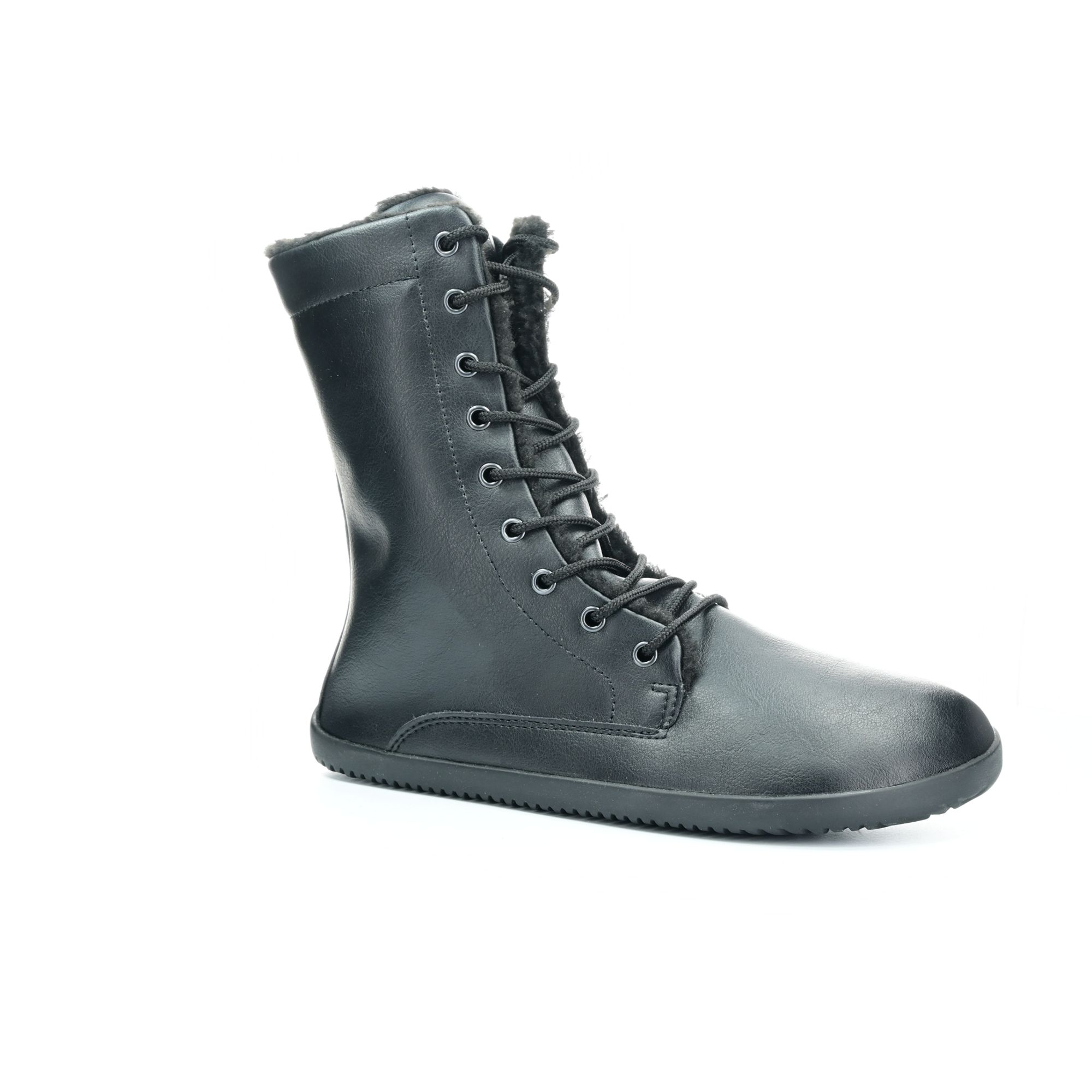 Ahinsa shoes Ahinsa Jaya černé na zip s kožíškem