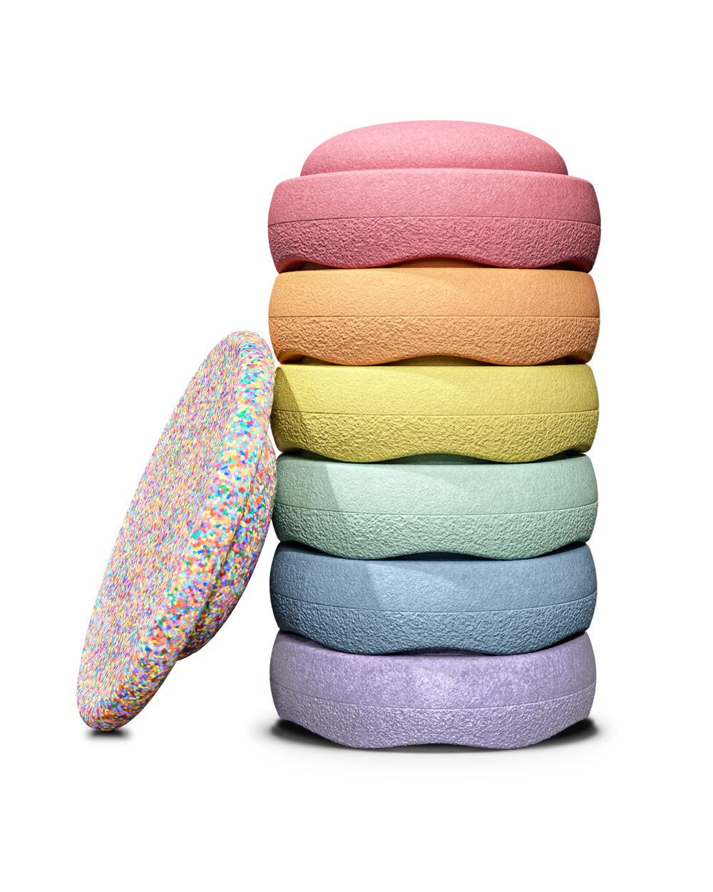 Levně balanční kameny Stapelstein Super Confetti Rainbow Set pastel, 6+1 ks