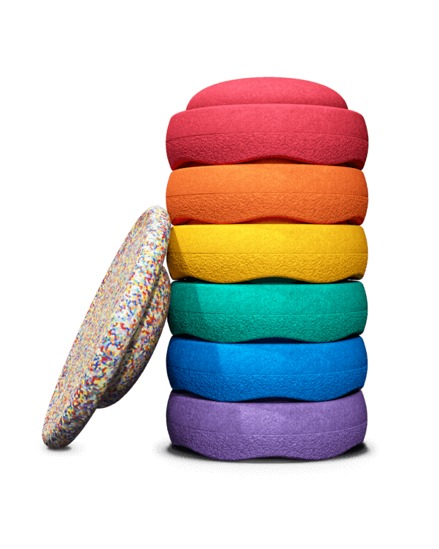 balanční kameny Stapelstein Super Confetti Rainbow Set classic, 6+1 ks EUR