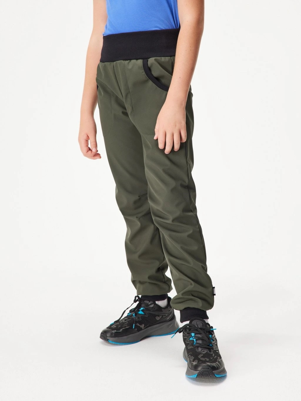 detské softshellové nohavice s fleecom Unuo Street Khaki 122/128 EUR
