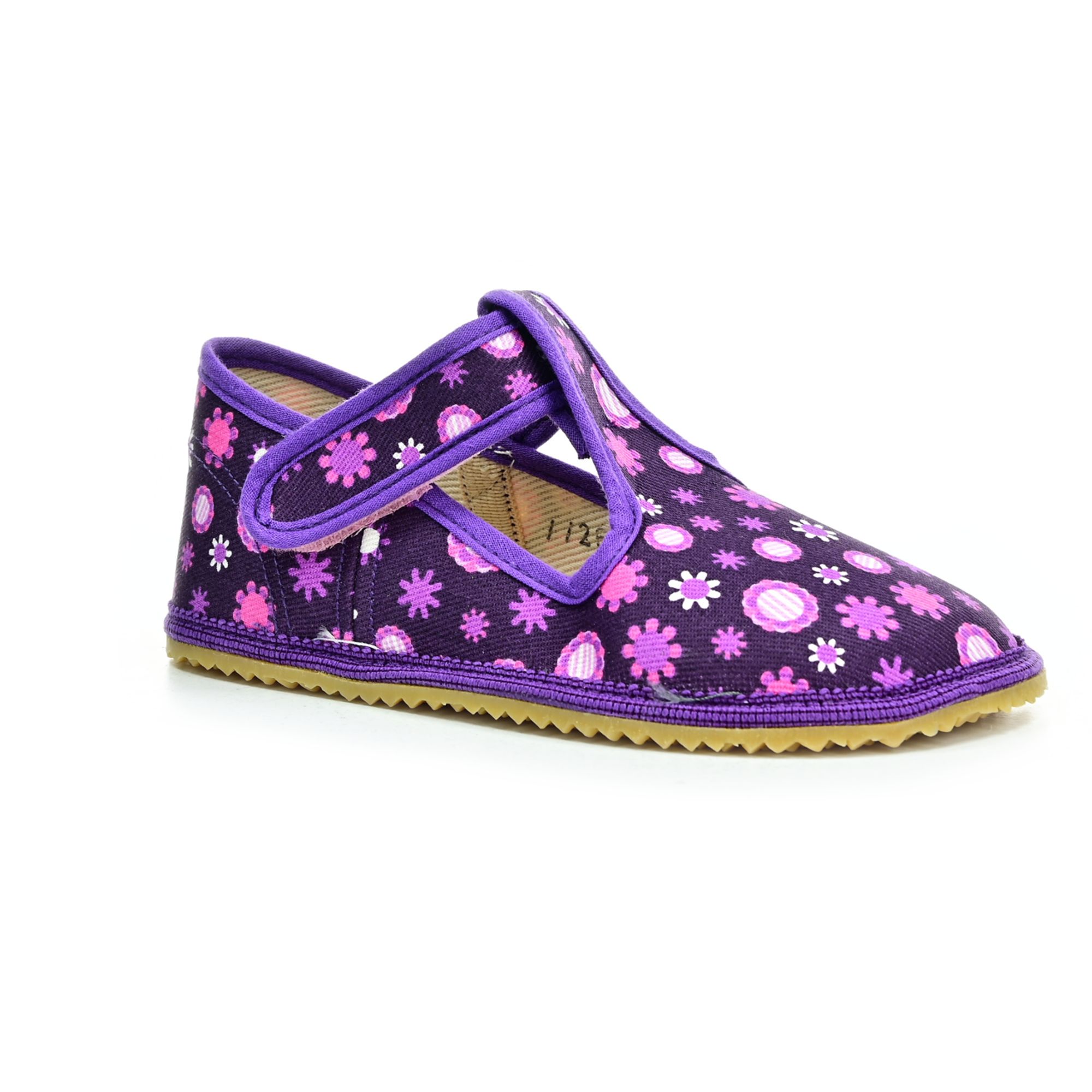 Beda Violet Flower textilné barefoot papuče s opätkom (BFN-170020/W/OP) 32 EUR