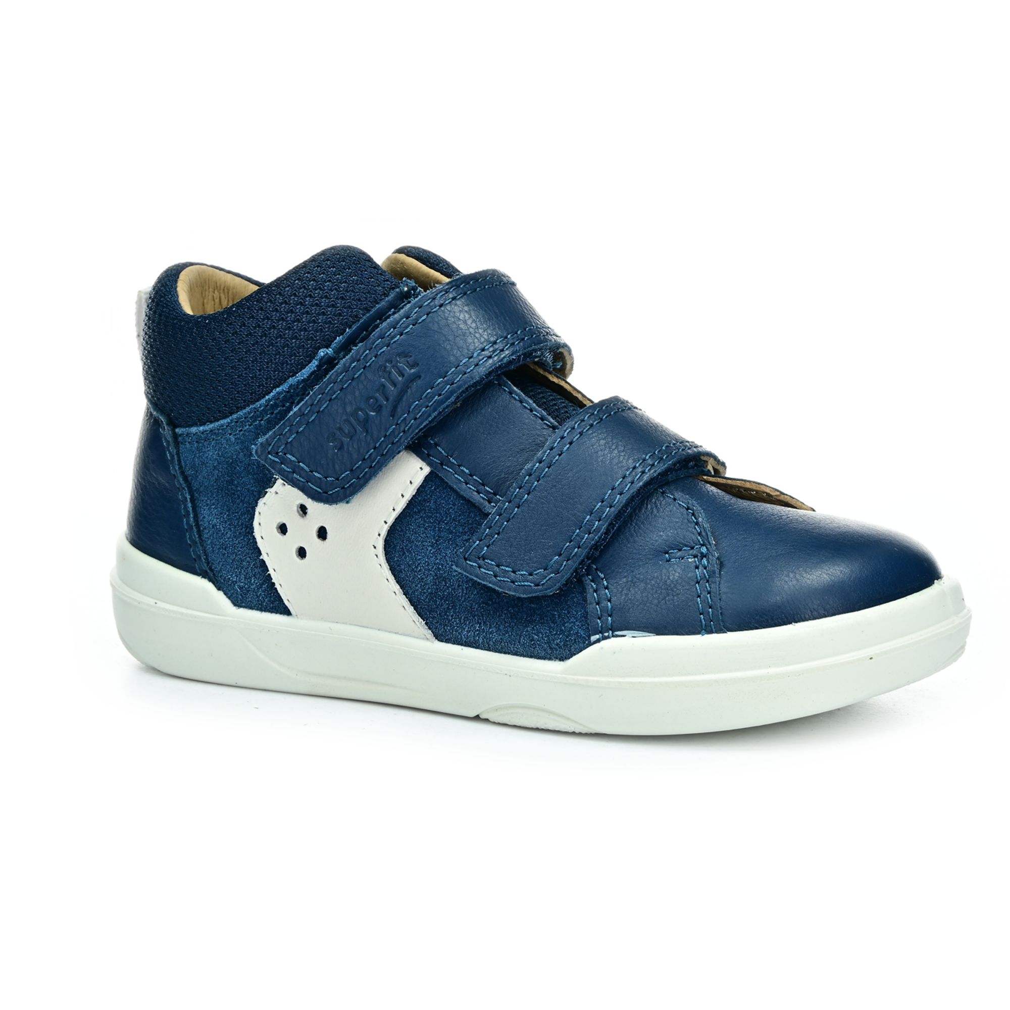 Superfit Superfree Velour Nappa Blau/Weiß modré členkové celoročné barefoot topánky 22 EUR