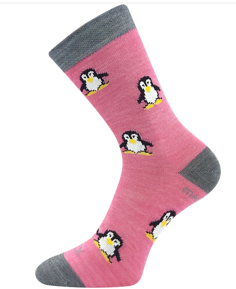 Ponožky merino Voxx Penguinik detská ružová Veľkosť ponožiek: 20-24 EU EUR