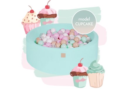 suchý bazén s guličkami mentolový cuppycake