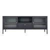 Dalby TV stolek – sklo / černý kov, 150 cm
