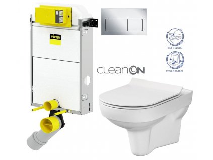 VIEGA Presvista modul PURE pro WC včetně tlačítka Life5 CHROM + WC CERSANIT CITY NEW CLEANON + WC SEDÁTKO SLIM V771928 LIFE5CR CI2
