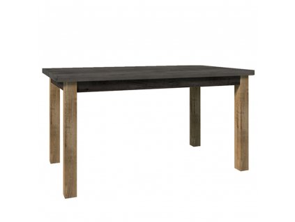 Jídelní stůl, rozkládací, dub lefkas tmavý/smooth šedý, 160-203x90 cm, MONTANA STW
