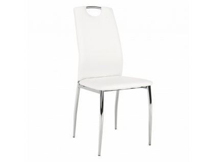 Jídelní židle, ekokůže bílá / chrom, ERVINA