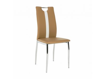Židle, béžová / bílá ekokůže + chrom nohy, SIGNA