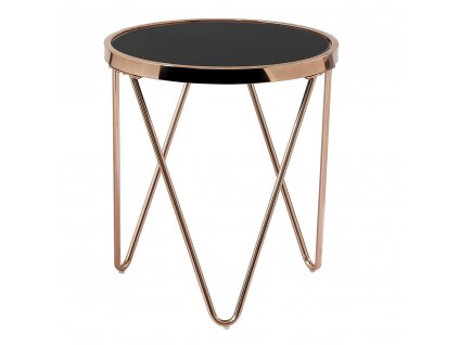 Příruční stolek, rose gold chrom růžová / černá, VALERO