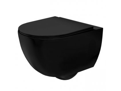 Rea - Závěsná WC mísa Carlo Mini Rimless Duroplast Flat - černá