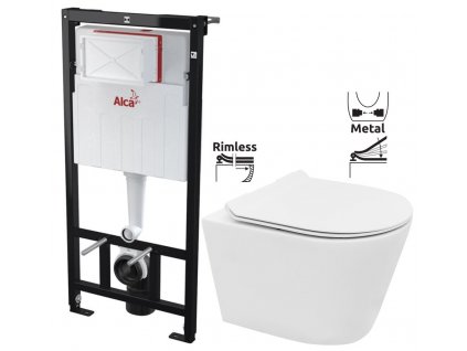 ALCAPLAST Sádromodul - předstěnový instalační systém bez tlačítka + WC REA TOMAS RIMFLESS + SEDÁTKO AM101/1120 X TO1