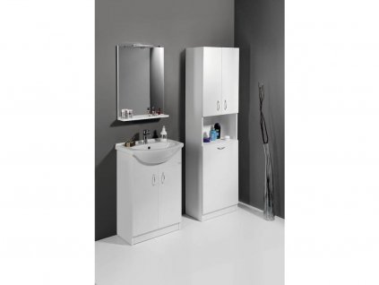 Koupelnový set LIVERO C600 (umyvadlová skříň + umyvadlo + vysoká skříň s košem + zrcadlo)