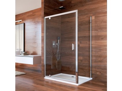 Sprchový kout Lima, obdélník, pivotové dveře a pevný díl, chrom ALU, sklo čiré, 100x80x190 cm