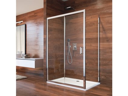 Sprchový kout Lima, zasunovací dveře a pevný díl, L/P, chrom ALU, sklo Point, obdélník, 120x90x190 cm