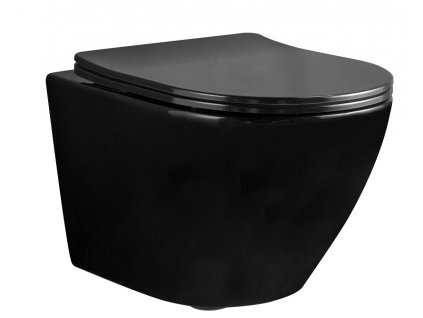 Rea - Závěsná WC mísa Carlo Mini Rimless Flat - černá