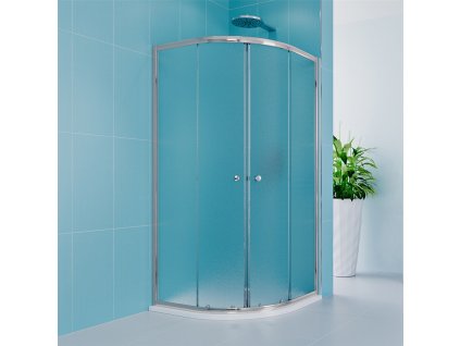 Sprchový set z Kory Lite, čtvrtkruh, 90 cm, chrom ALU, sklo Grape a SMC vanička