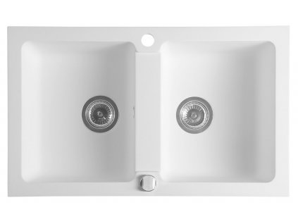 Granitový dvojdřez, 78x47,5 cm, bílá