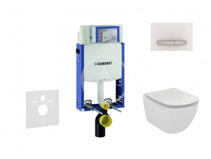 Geberit - Modul pro závěsné WC s tlačítkem Sigma50, alpská bílá + Ideal Standard Tesi - WC a sedátko, Rimless, SoftClose