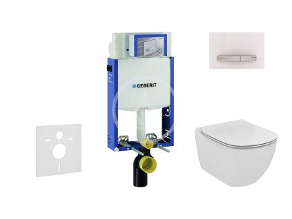 Geberit - Modul pro závěsné WC s tlačítkem Sigma50, alpská bílá + Ideal Standard Tesi - WC a sedátko, Aquablade, SoftClose
