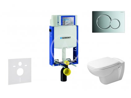 Geberit - Modul pro závěsné WC s tlačítkem Sigma01, lesklý chrom + Duravit D-Code - WC a sedátko, Rimless, SoftClose