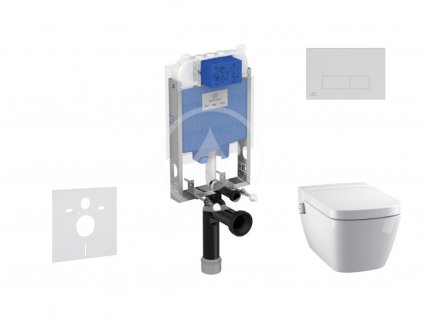 Ideal Standard - Set předstěnové instalace, sprchovací toalety a sedátka TECEone, tlačítka Oleas M2, Rimless, SoftClose, chrom mat