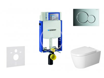 Geberit - Modul pro závěsné WC s tlačítkem Sigma01, lesklý chrom + Duravit ME by Starck - WC a sedátko, Rimless, SoftClose