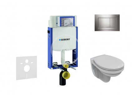 Geberit - Modul pro závěsné WC s tlačítkem Sigma30, lesklý chrom/chrom mat + Ideal Standard Quarzo - WC a sedátko