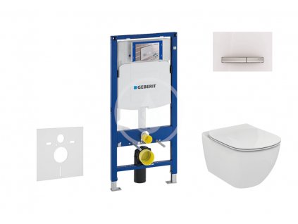 Geberit - Modul pro závěsné WC s tlačítkem Sigma50, alpská bílá + Ideal Standard Tesi - WC a sedátko, Rimless, SoftClose