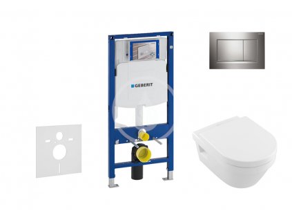 Geberit - Set předstěnové instalace, klozetu a sedátka Villeroy & Boch, tlačítka Sigma30, DirectFlush, SoftClose, CeramicPlus, chrom